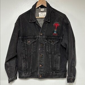 Vintage 1990s QUEENSRYCHE Embroidered Tour Wear Black Denim Jacket Size M